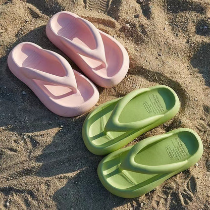 Womens Flip Flops Thick-soled Summer Indoor Outdoor Fashion Beach - FOOTMAX