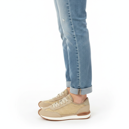 Men's Breathable Woven Sneakers | Leather-Trim Lace-Up Casual Shoes