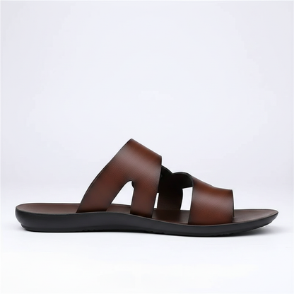Footmaxldn Men's Leather Slide Sandals