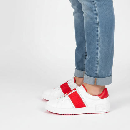 Footmaxldn Women's Genuine Leather Lace-Up Flat Sneakers