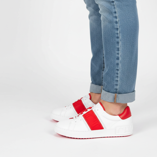 Footmaxldn Women's Genuine Leather Lace-Up Flat Sneakers