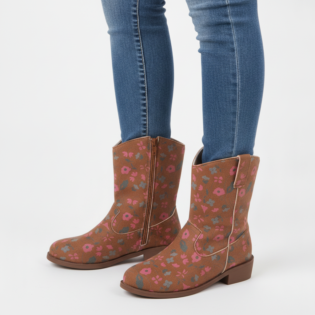 Girls' Floral Western Cowboy Boots | Footmaxldn